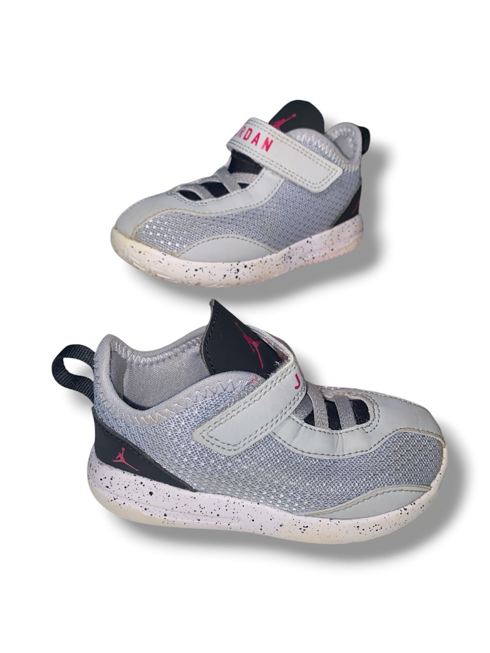 Air Jordan Kids Gray & Pink Velcro Athletic Sneakers